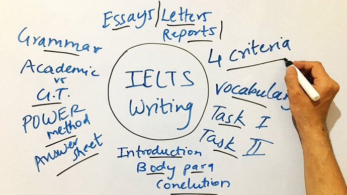 Viết mẹo học IELTS lên bảng bằng bút dạ