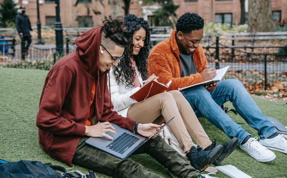 undergraduate students doing homework in Canadian university campus